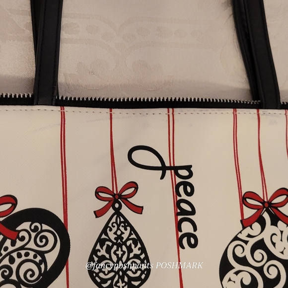 BRIGHTON holiday love notes tote bag purse w/logo heart zipper pull black red - Picture 17 of 17
